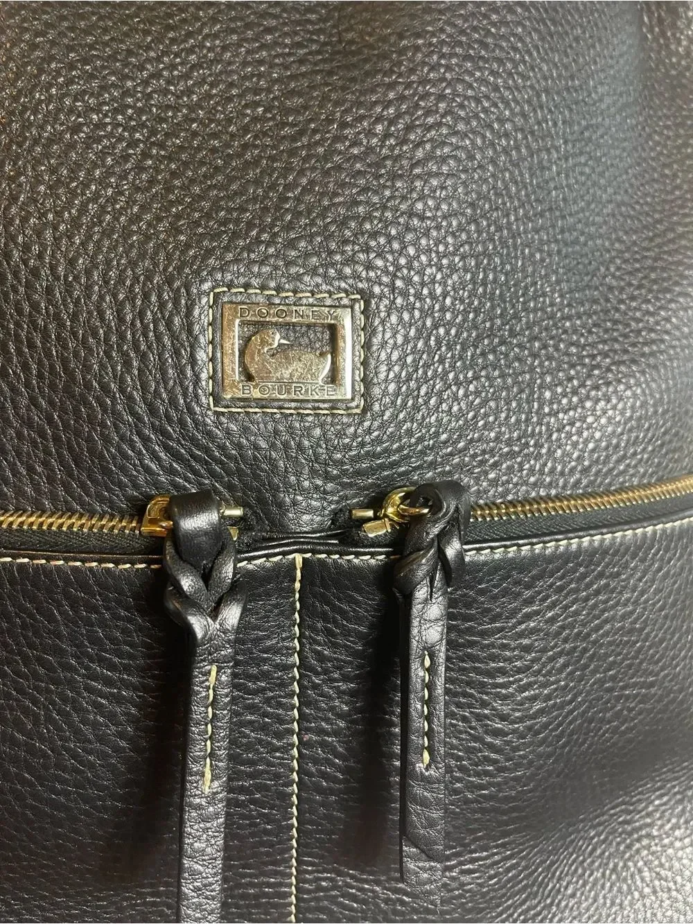 Dooney & Bourke Black Pebble Leather Hobo bag,gold tone hardwares